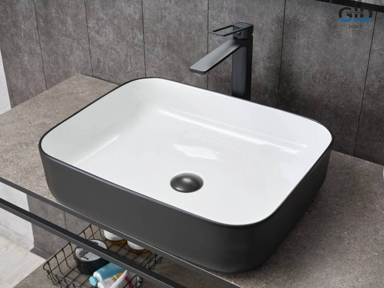Раковина Gid Geométrico Nc366 52205 белая с черным, 50x39x13