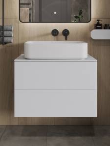 Тумба с раковиной Orange Отто Ot-75TuMDF+B07-600W белая глянцевая, 75 см