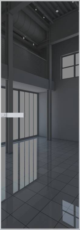 Межкомнатная дверь Profil Doors 1 AGN цвет профиля Вайт, стекло безопасное 4 мм зеркало серое 800x2000