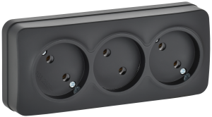 Розетка 3-местная IEK Glory ERH30-K02M-10 черный матовый