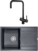 Комплект Paulmark Flugen PM217850-BLM черный металлик + Смеситель Paulmark Wetter We213030-418 для кухонной мойки, черный металлик