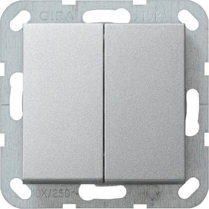 Выключатель кнопочный двухклавишный Gira System 55 10A 250V алюминий 012526
