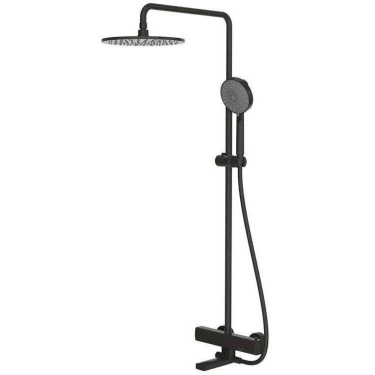 Душевая стойка Bravat Arc F699153BW-A2 черная, с термостатическим смесителем, с термостатом