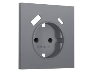 Лицевая панель для электрической розетки с заземлением со шторками 2USB A+C Ambrella Volt Sigma SP8700 платиново-серый мягкое касание