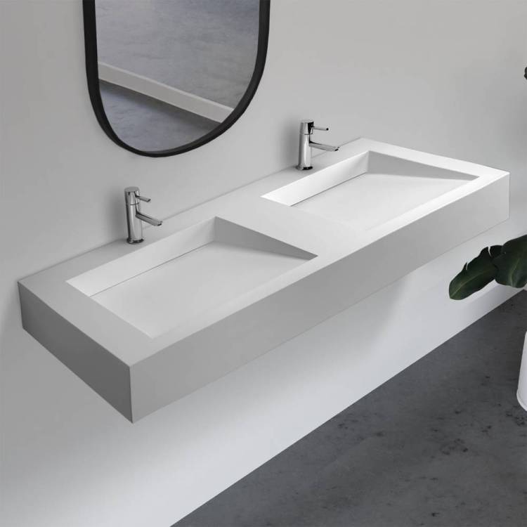 Раковина Abber Stein AS2643-1.2 подвесная, 122 см, белая матовая