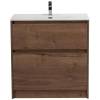 Тумба с раковиной BelBagno KRAFT39-800/390-2C-PIA-RT 80x39x83 Rovere Tabacco напольная с фрезерованными ручками по всей длине фасада с двумя выкатными ящиками