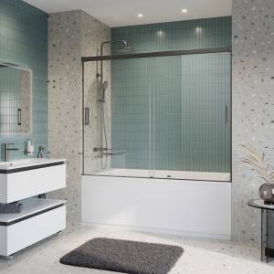 Шторка на ванну Cezares Tandem-Soft TANDEM-SOFT-VF-2-180/145-C-GM-IV профиль оружейная сталь, стекло прозрачное, 180x145