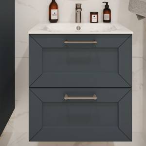 Тумба с раковиной Terminus Victoria VIC10602703101O серый шёлк, 60x62