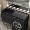 Раковина Uperwood Cosmos Quartz RCosmos Quartz120LU над стиральной машиной, левая, уголь, 120x48 фото 4