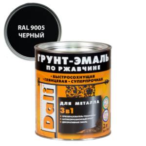 Грунт-эмаль по ржавчине 3 в 1 гладкая алкидная Dali RAL 9005 черный 2 л