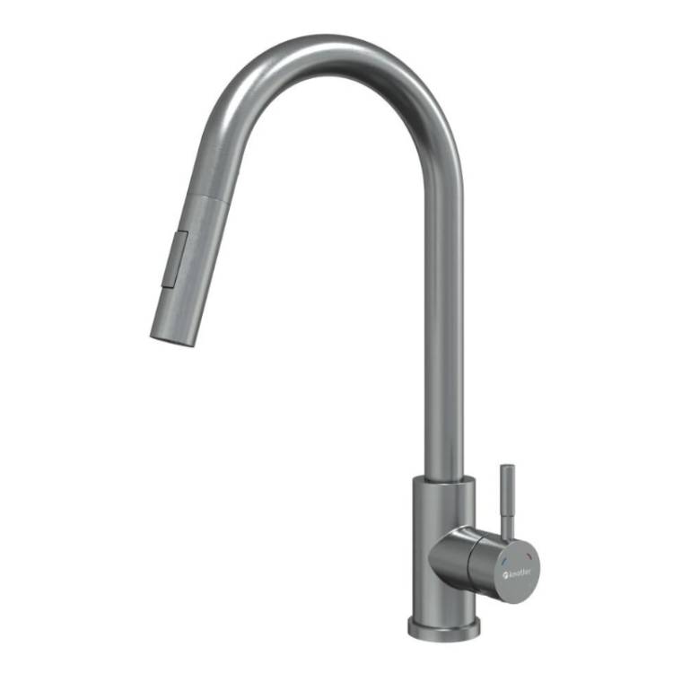 Смеситель для кухни Knotlor Streamline SS-09 с выдвижным изливом, сатин
