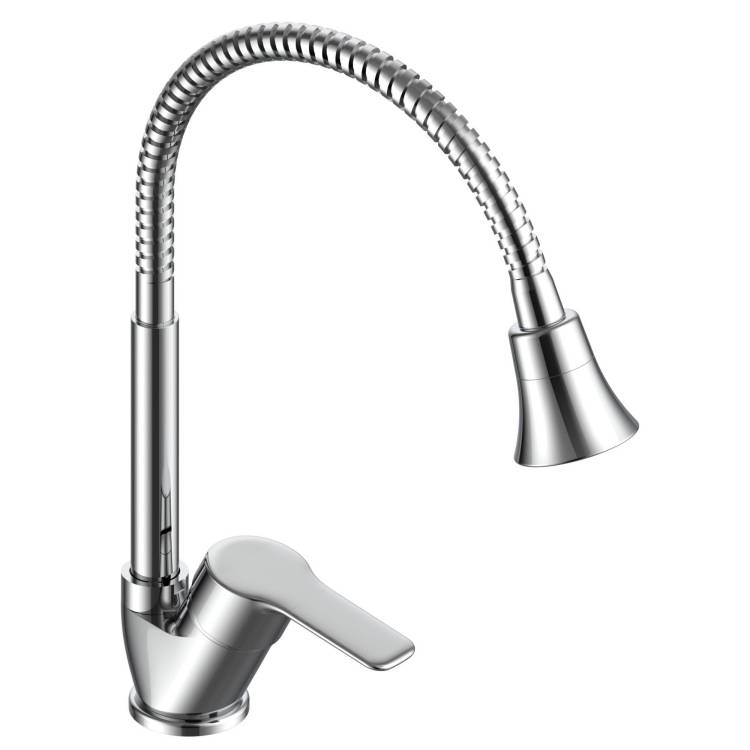 Смеситель для кухни Voda Wave WA519F с гибким изливом, хром