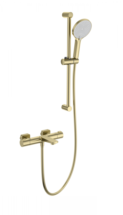 Смеситель для ванны Wonzon & Woghand WW-C2021-A-BG с душем и термостатом, брашированное золото