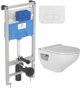 Комплект Унитаз подвесной Bien Ion безободковый + Система инсталляции для унитазов Ideal Standard ProSys с кнопкой цвета хром