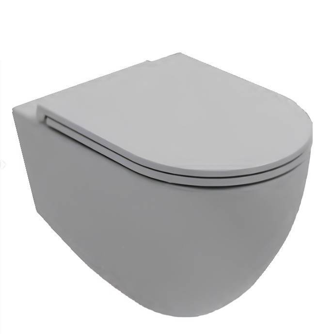 Унитаз подвесной Isvea Infinity 10NF02001SV-2V + 40KF0547I-S безободковый, с крышкой-сиденьем микролифт, серый матовый