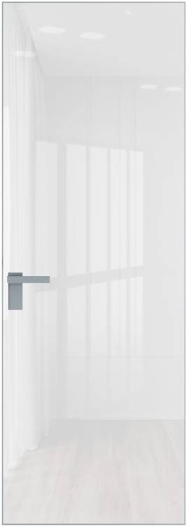 Межкомнатная дверь Profil Doors 1 AGK цвет профиля Матовый, стекло безопасное 4 мм lacobel белый лак 700x2000