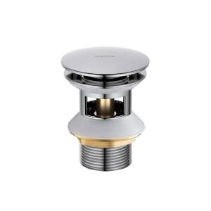 Донный клапан Aquatek AQ6002CR Push-open с переливом, крышка круглая, хром