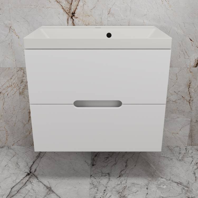 Тумба с раковиной Style Line Матис 70 подвесная, белая матовая, раковина жасмин, 57x70x45