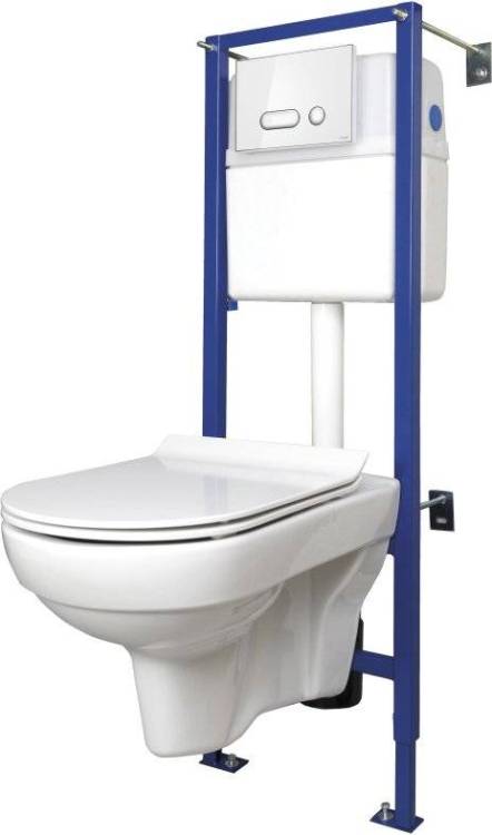 Комплект Cersanit City New Clean On унитаз + инсталляция + стеклянная кнопка смыва