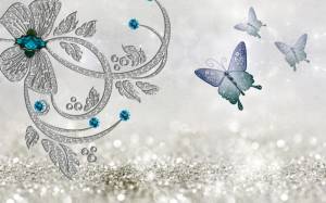 3D Фотообои Artegrafico «Сверкающая композиция с бабочками» RH-122 акварель