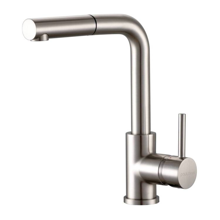 Смеситель для кухни Paulmark Kassel Ka214311-BS с выдвижным изливом, брашированная сталь