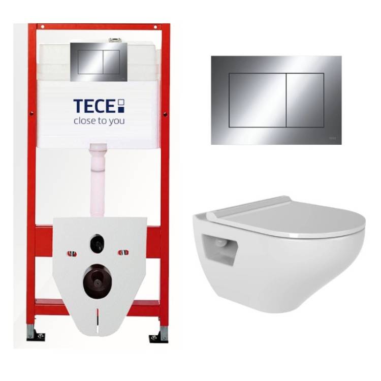 Комплект Tece TC412IONVP0 Инсталляция для унитаза Tece + Унитаз подвесной beWash Ion безободковый, с сиденьем микролифт, белый глянец