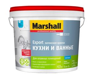 MARSHALL ДЛЯ КУХНИ И ВАННОЙ краска влагостойкая интерьерная, баз BW (0,9л)