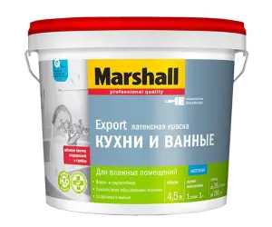 MARSHALL ДЛЯ КУХНИ И ВАННОЙ краска влагостойкая интерьерная, баз BW (0,9л)