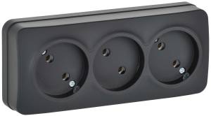 Розетка 3-местная IEK Glory ERH30-K02M-10 черный матовый