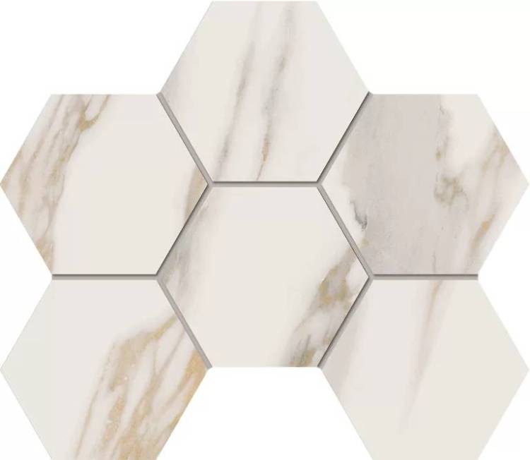 Мозаика Estima Miramare 70430 Mosaic/RM01_NS/25x28.5x10/Hexagon White Hexagon 25x28.5