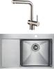 Комплект Paulmark Elde PM807851-BSR брашированная нержавеющая сталь + Смеситель Paulmark Dosse Do214418-SS для кухонной мойки