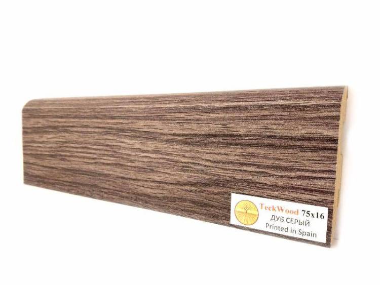 Плинтус МДФ TeckWood цветной Дуб Серый (Oak Grey) 2150х75х16