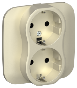 Розетка 2-местная с заземлением IEK Flite FI-R21A-16-1-K37 шампань