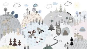 3D Фотообои Artegrafico «Скандинавская полянка» KID-118 акварель