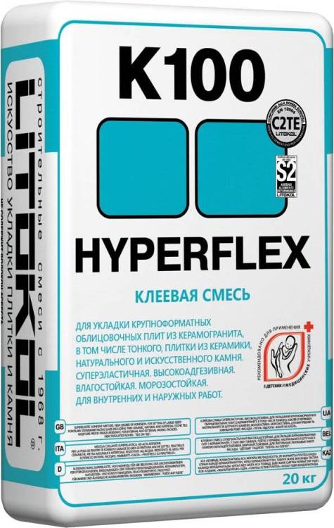 Суперэластичная клеевая смесь LITOKOL HYPERFLEX K100, 20кг