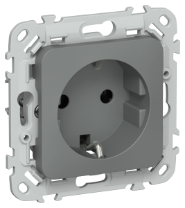 Розетка 1-местная с заземлением IEK Flite FI-R11-16-K80 мокрый асфальт