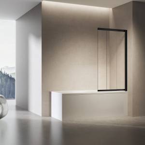 Шторка на ванну Vincea VSB-6E900CLB-R профиль черный, стекло прозрачное, 90x140