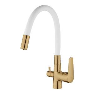 Смеситель для кухни Esko Coral CL03GW с подключением к фильтру, белый, золотой