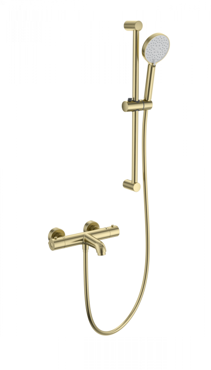 Смеситель для ванны Wonzon & Woghand WW-C2006-A-BG с душем и термостатом, брашированное золото