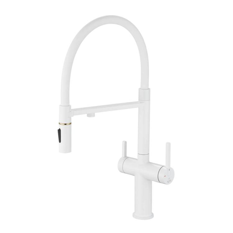 Смеситель для кухни Rose R458C с подключением фильтра, белый