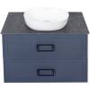 Тумба с раковиной La Fenice Cubo Twin FNC-01-CUB-BG-90-2 Синий, со столешницей, ручка белая
