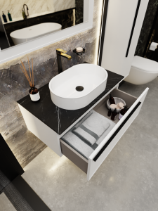 Тумба с раковиной La Fenice Elba Bianco NFNC-01-ELB-B-90-3-M-GB белая матовая, 90 см