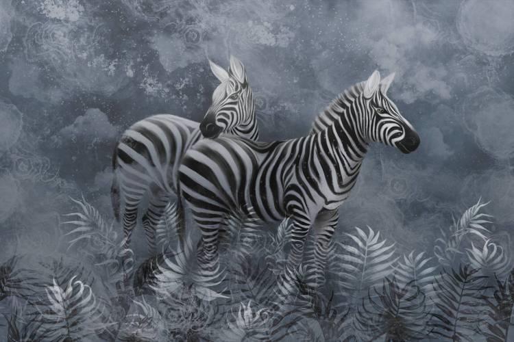 Фреска Ortograf Animality 34681 Zebras in the fog Филиграна со стразами FM-F/S