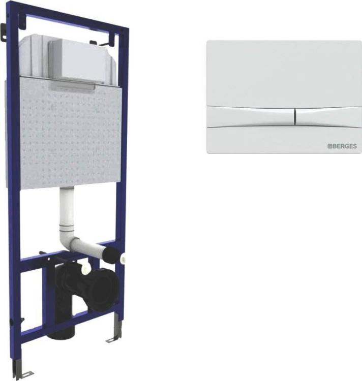 Система инсталляции для унитазов Berges Novum 040250 с кнопкой смыва, белая