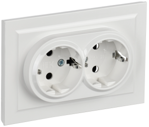 Розетка 2-местная с заземлением IEK Brite BR-R21-16-K01-F белый
