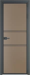 Межкомнатная дверь Profil Doors 2 AX цвет профиля Серая ночь, стекло безопасное 6 мм монохром капучино 800x2000