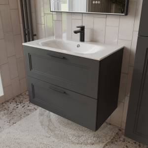 Тумба с раковиной Terminus Classik CLA10802701601O графит , 80x62