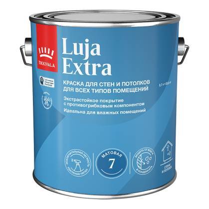 Краска для стен и потолков Tikkivala Luja Extra 7 матовая база C 2.7 л