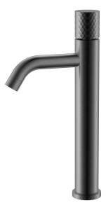 Смеситель для раковины Boheme Stick 122-GM высокий, Gun Metal с ручкой Diamond