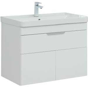 Тумба с раковиной Aquanet Ирис new 80 312430 подвесная, белый глянец